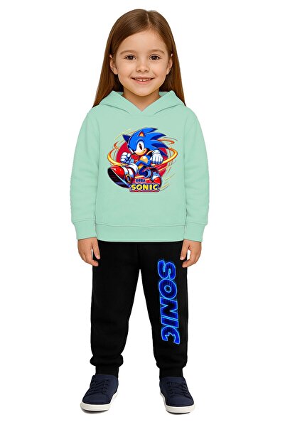 SEDİRLİ Sonic Printed Children's Tracksuit Set 3 Thread Ş Fleece-Lined Cotton...