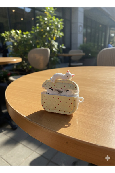 MustCase Airpods Pro 3 2025 Uyumlu 3D Kedi Oyuncaklı Puantiye Desenli Kulaklı...