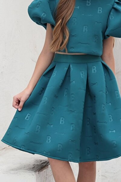 Alesaei-mondo tondo تنورة بناتي بطن اخضر كلوش 7215-