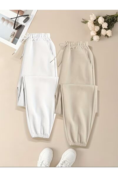 EXPECTED Unisex 2-Piece Wide Cut High Waist Elastic 3-Strand Thick Sweatpants Jogger 2 Pieces