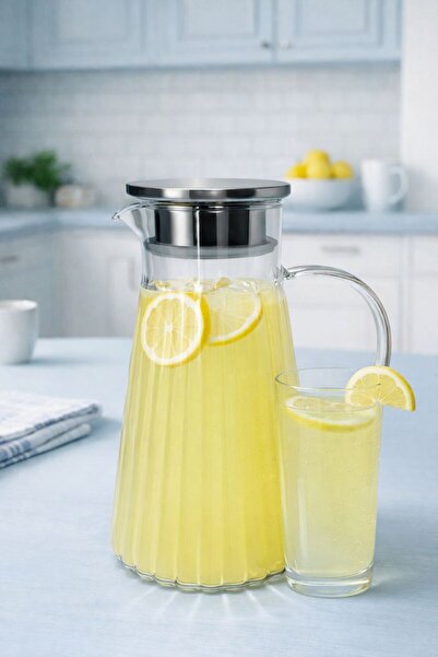 YONCA ART CONCEPT MİEN LÜSTER SEDEFLİ BOROSİLİKAT CAM SÜRAHİ - SÜZGEÇLİ KAPAK...