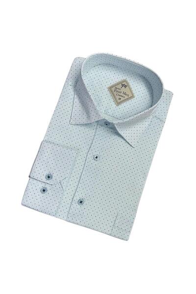 GÖMLEK GALERİSİ Men's Classic Wide Cut Digital Printing Pattern Long Sleeve M...