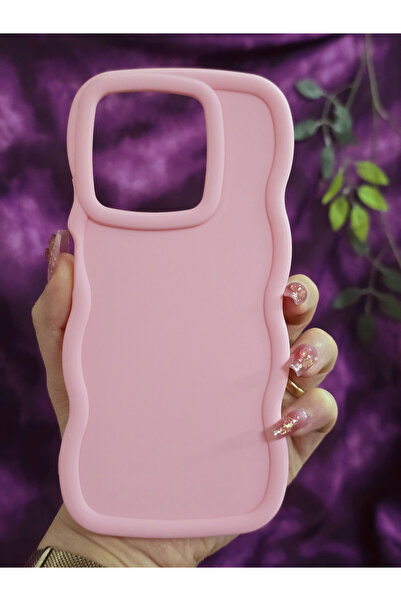 Magic Ring Realme C63 and Realme C61 Compatible Soft Textured Wave Edge Powder Pink Case