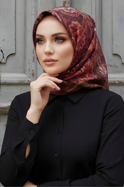 İmajButik Eșarfă din bumbac digital moale Fuchsia İpekhan