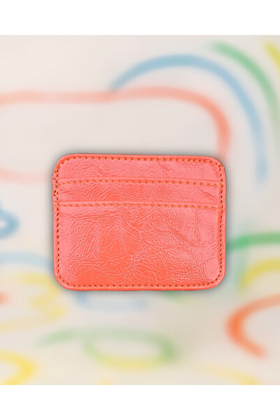 KY Orange Patent Leather Card Holder with 5 Compartments