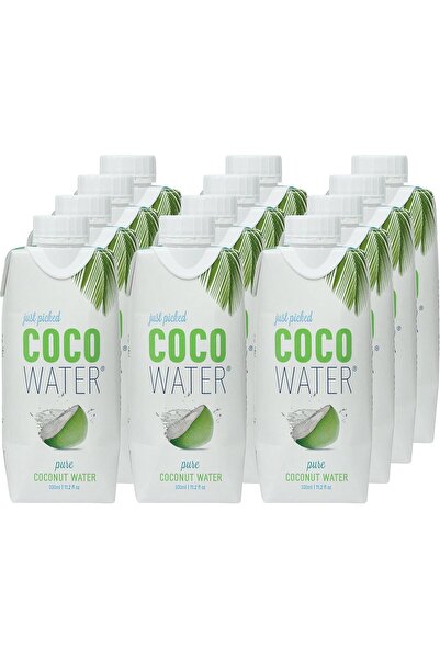 Generic ماء جوز الهند من جست بيكد - عبوة من 12 زجاجة - ماء جوز هند نقي 100%، بدون إضافة سكر، ترطيب طبيعي