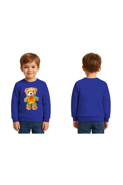 SEDİRLİ Унисекс детска блуза с мечешки принт и 3-нишко набрани ръбове