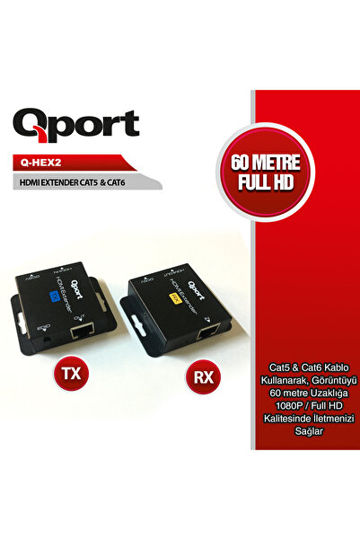 Qport Q-Hex2 Cat5/Cat6 60Mt HDMI Extender
