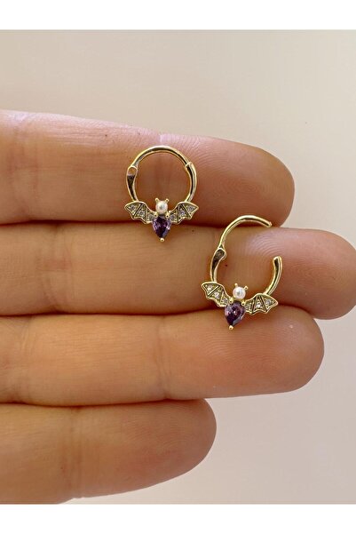 Arescollection 1 adet çelik zirkon taşlı YARASA septum daith helix lobe uyuml...
