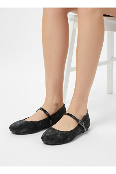 Catelyn Women's Black Ballet Flats New Season Gold Banded Lightweight Stylish Business Office Daily Shoes