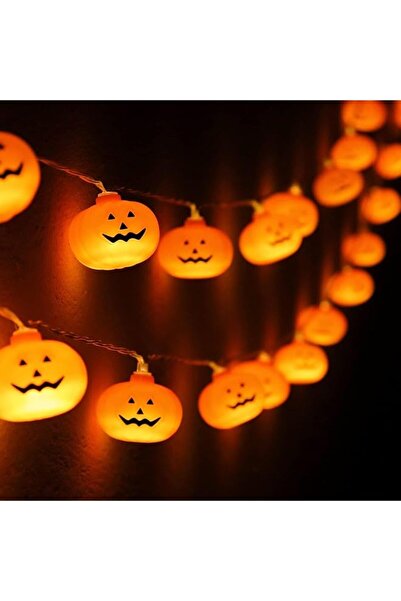 The Bros Halloween Pumpkin String Lights - 20 LED 9.8ft 3D Cute Waterproof Orange Jack-O-Lantern Bat