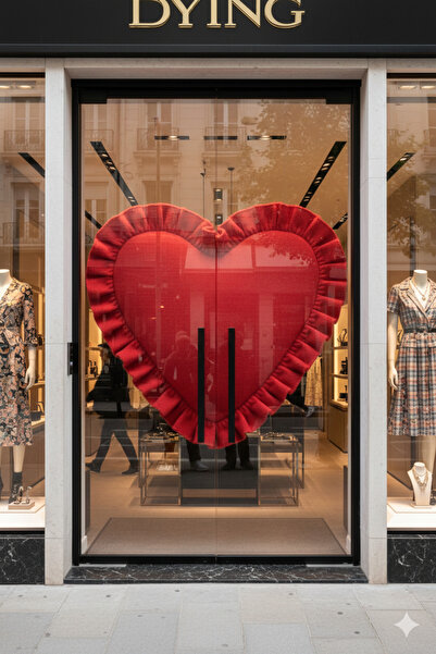 hobizer tekstil Sevgililer Günü Kalp Süs Dekor Dev Boy 120x120 cm