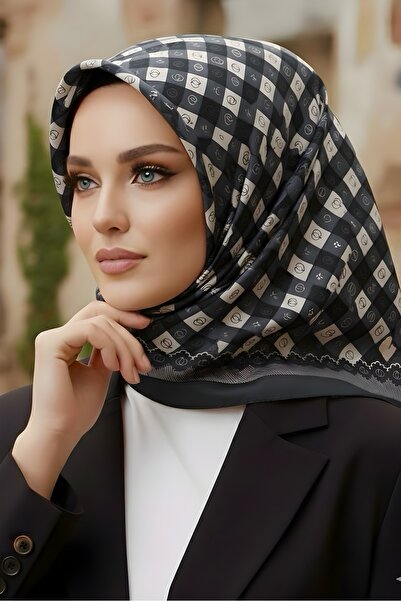İmajButik Black İpekhan Soft Digital Cotton Scarf