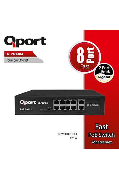 Qport Q-Poe8M 8 Port 10/100 8 Port Poe 2 Port Uplink 120W Unmanaged Desktop S...