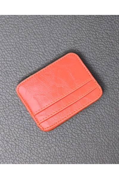KY Orange Patent Leather Card Holder with 5 Compartments 016