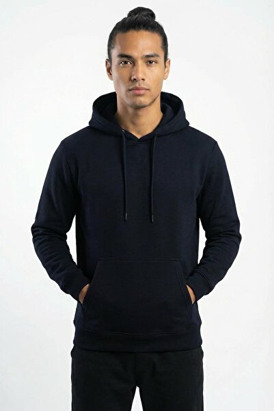relactive Men's Navy Blue Hooded 3 Thread Winter Sweatshirt – Thick Fabric Sweatshirt C2T1N81