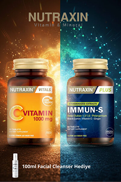 Nutraxin 2'li Avantajlı Set: C Vitamini | Immun-S + 100ml Jel Hediye