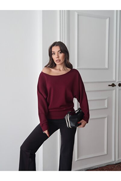 Paw Garage Women's Riva Modal Fabric Boat Neck Blouse Sweatshirt