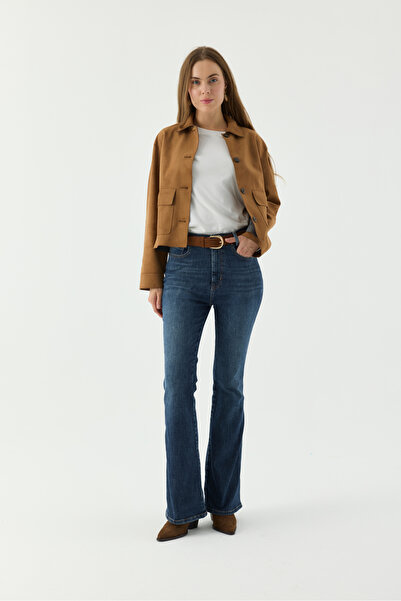 MINCHETTO يوميات فلير 6029-D139 بنطال جينز نسائي عالي الخصر مريح وأنيق بخمس ج...