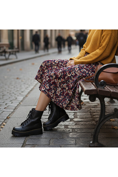 Büşra Çetin Black Leather Boots Boots New Season Boots Quality Boots Black Boots Postal Boots Waterproof Boots