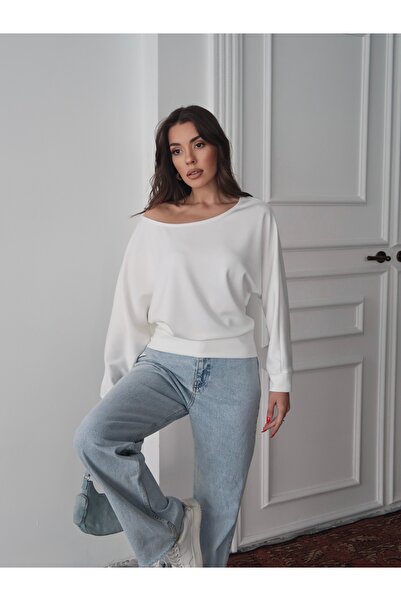 Paw Garage Women's Riva Modal Fabric Boat Neck Blouse Sweatshirt