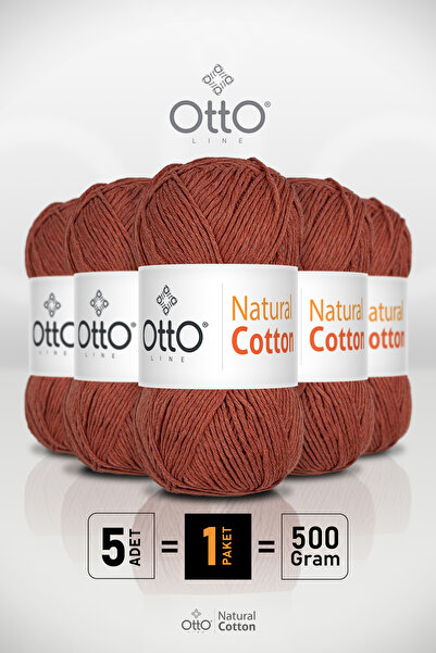 Otto خيط قطني طبيعي - قرفة - عبوة من 5 قطع - 2 مم/100 جرام/200 متر - خيط قطني...