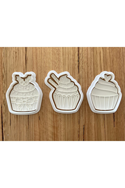 Filkorium3D Cupcake Cookie Mold and Cutter Set - 3-Piece Cake Mold - Practica...