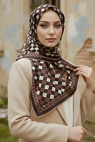 İmajButik Black/Brown İpekhan Soft Digital Cotton Scarf
