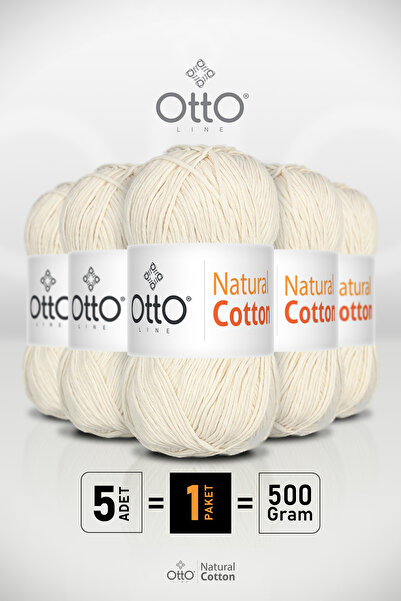 Otto خيط قطني طبيعي - كريمي - عبوة من 5 - 2 مم/100 جرام/200 متر - خيط قطني لل...
