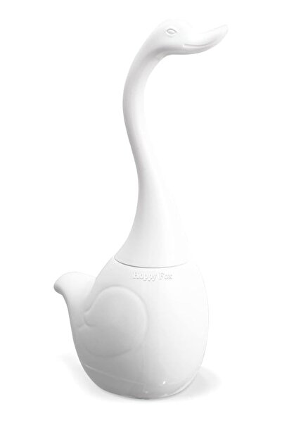 Promass Toilet Brush and Holder, Ceramic Toilet Brush Holder Swan Long Handle Toilet Brush