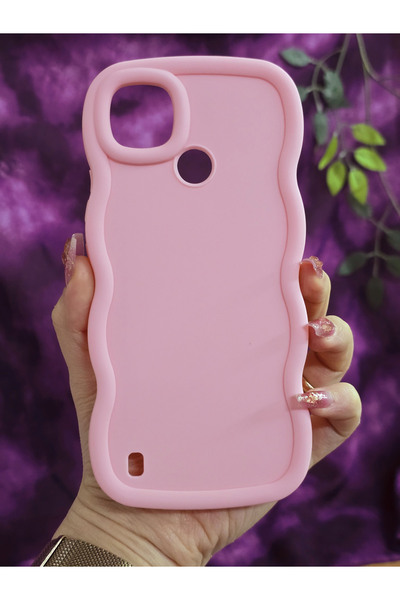 Magic Ring Realme C21Y / Realme C25Y Compatible Soft Textured Wave Edge Powder Pink Case