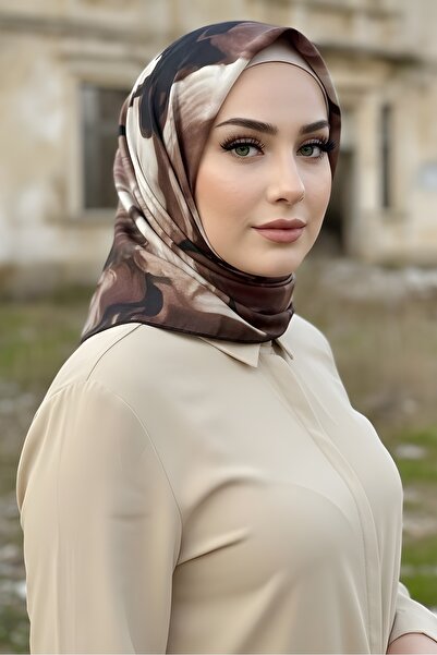 İmajButik Brown İpekhan Soft Digital Cotton Scarf