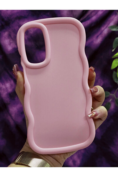 Magic Ring Samsung Galaxy A15 Uyumlu Yumuşak Dokulu Dalga Kenarlı Pudra Pembe...