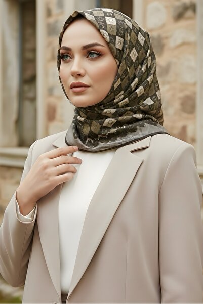 İmajButik Stone/Khaki İpekhan Soft Digital Cotton Scarf