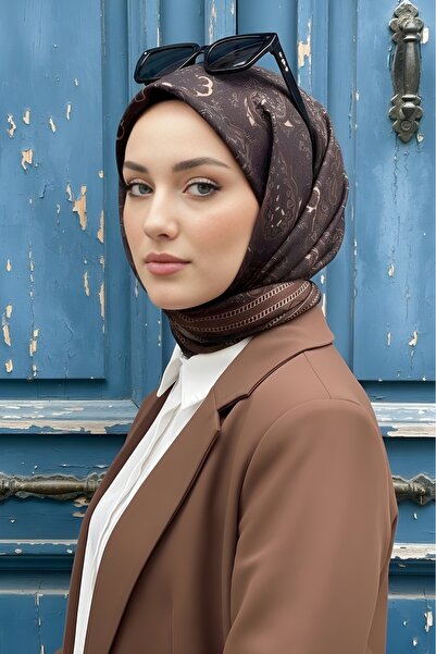 İmajButik Eșarfă din bumbac digital moale Brown İpekhan