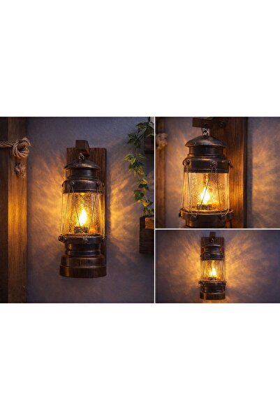 Umut's 5Pcs Wooden Rustic Ship Lantern Handmade Electric