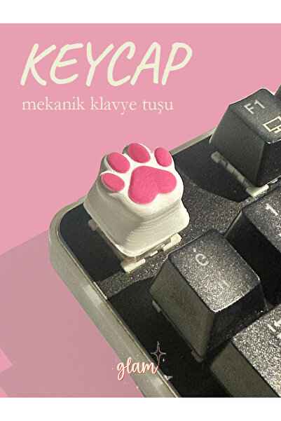 GLAM DEKORASYON Pembe Pati, Pembe Beyaz, Girly Sevimli Mekanik Klavye Keycap ...