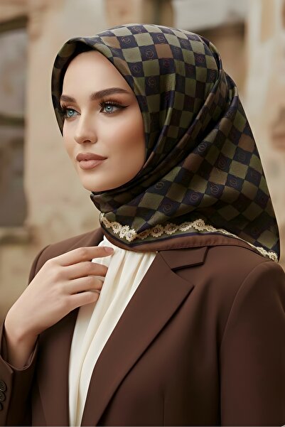 İmajButik Dark Khaki İpekhan Soft Digital Cotton Scarf