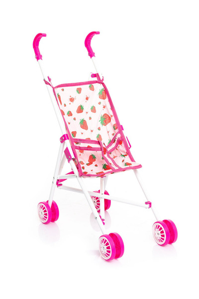 DÜŞLER OYUNCAK DÜNYASI Katlanabilir Çilek Desenli Oyuncak Metal Bebek Arabası