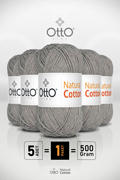 Otto خيط قطني طبيعي - رمادي فاتح - عبوة من 5 قطع - 2 مم/100 جرام/200 متر - خي...