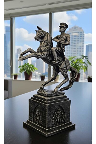 Marka Tasarim Dekoratif Polyester Atatürk Onur Anıtı Heykeli Gümüş Eskitme 22...