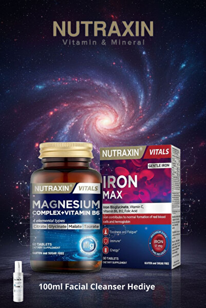 Nutraxin 2'li Avantajlı Set: Magnesium Complex | Iron Max + 100ml Jel Hediye