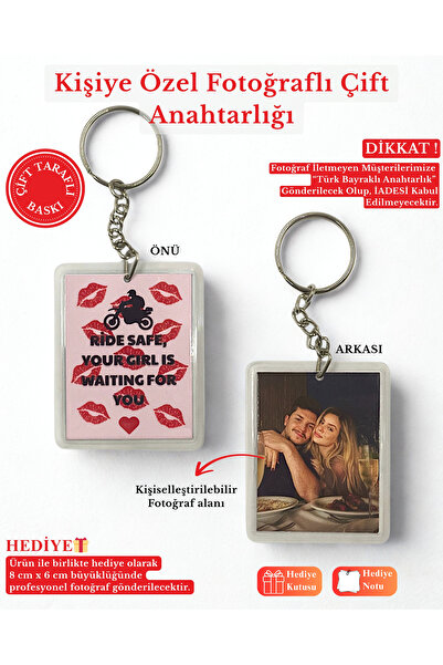 SERYAS DESIGN Ride Safe Fotoğraflarlı Anahtarlık Kişiye Özel Sevgiliye Hediye...