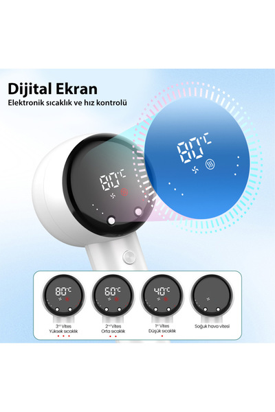 YUES W-501E High Speed Hair Dryer |   Digital Display |   4 Heat 3 Speed |   Negative Ion |   1400W