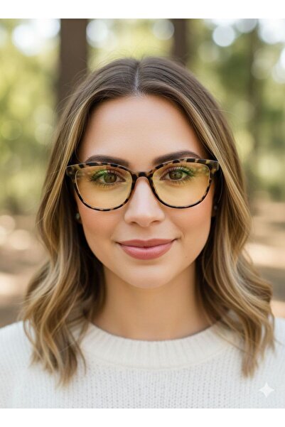 EMC Trend Aksesuar Leopar Desenli Kalın Cat Eye Çerçeve Mavi Işık Korumalı Ka...