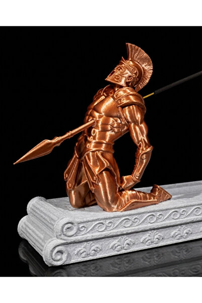 ESWorx Yaralı Spartalı Asker Figürlü Çubuk Tütsülük - Antik Bakır ve Mermer G...