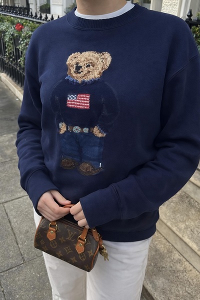 Jose Clothing Teddy Bear Navy Blue Printed Organic Cotton Sweatshirt