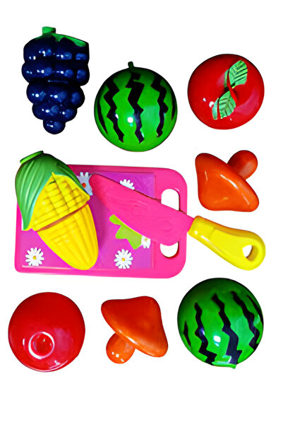 DÜŞLER OYUNCAK DÜNYASI Oyuncak 12 Parça Meyve Sebze Kesme Seti Bıçak Tabak Ve...