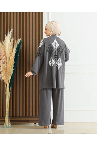 Marka Knitted Stone Triple Inner Tunic Short Sleeve Stylish Hijab Plus Size Set