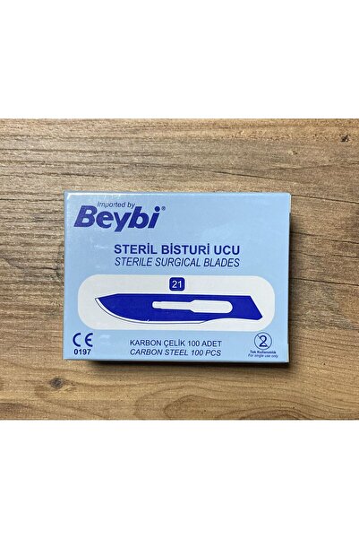 Beybi BİSTÜRİ UCU NO:21 (100 ADET) PASLANMAZ KARBON ÇELİK (NEŞTER UCU)(STERİL)